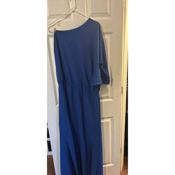 One shoulder long blue dress 1x new with tags - Picture 2 of 2